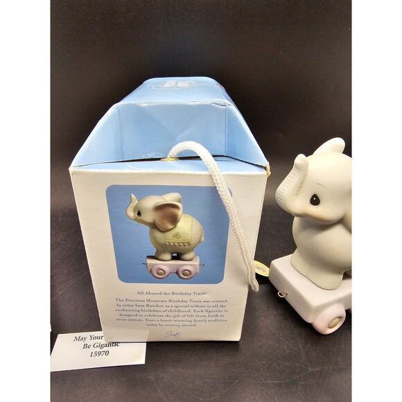 Precious Moments 15970 May Your Birthday be Gigantic Train Age 4 Elephant In Box - Picture 15 of 16